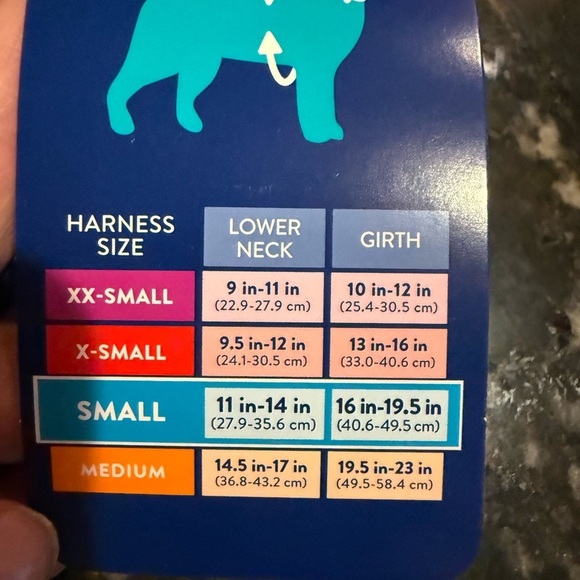 Top Paw Blue and Pink Harness Size Chart - Picture 3 of 3